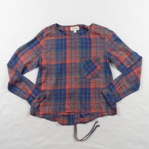 Cloth & Stone Plaid Lace Up Long Sleeve Flannel